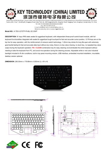 K-TEK-V275TP-FN-BL-SC-DWP datasheet