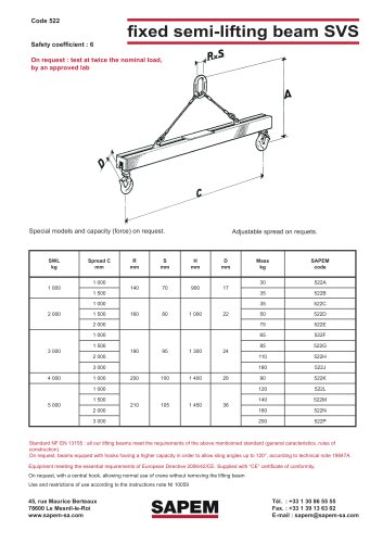 fixed semi-lifting beam SVS