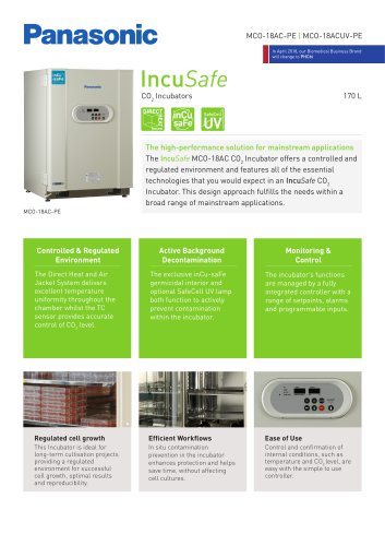 IncuSafe CO2 Incubator MCO-18AC Product Sheet