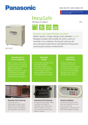 IncuSafe Multigas Incubator MCO-5M Product Sheet