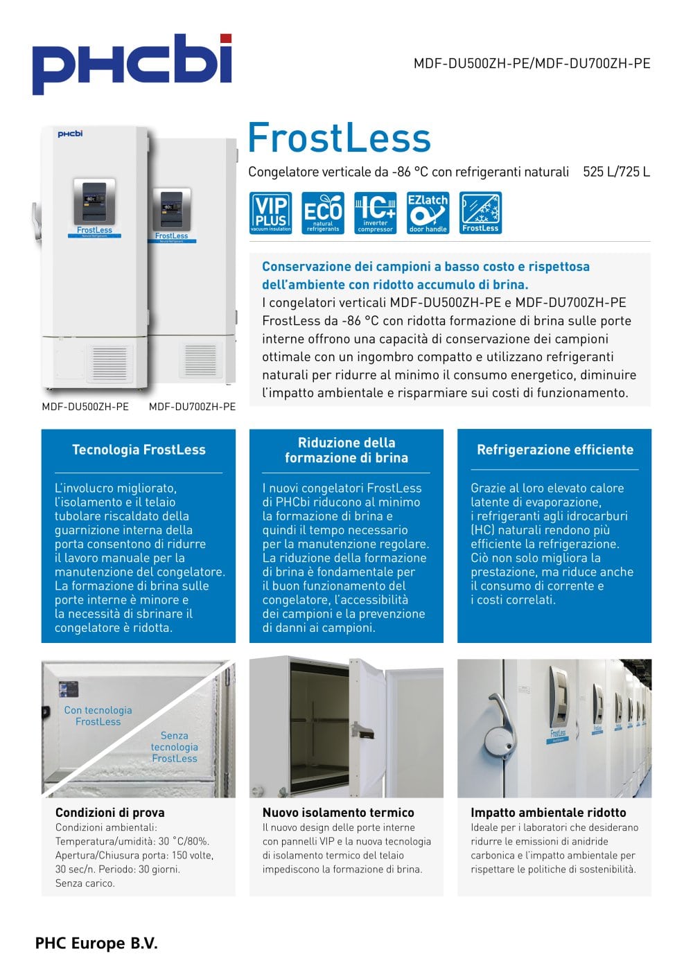 MDF-DU500ZH-PE / MDF-DU700ZH-PE - FrostLess ULT Freezers (-86&deg;C) - PHC Europe B.V. / PHCbi