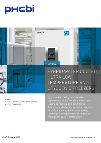 MDF-DU502VHW-PE - MDF-DU702VHW-PE - MDF-C2156VANW-PE - Hybrid Water Cooled Freezers