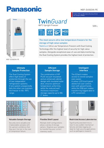 MDF-DU502VX-PE TwinGuard ULT Freezer Product sheet