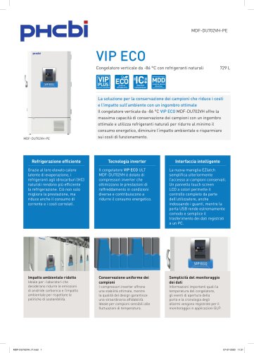 MDF-DU702VH-PE Congelatore verticale da -86 °C con refrigeranti naturali