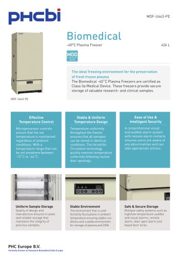 MDF-U443-PE -40°C Plasma Freezer 2018