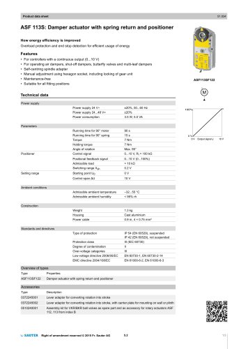 ASF 113S: Damper actuator with spring return and positioner