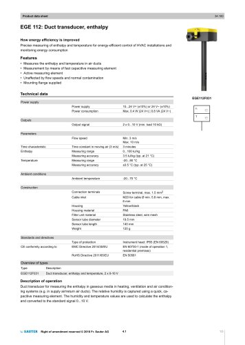 EGE 112: Duct transducer, enthalpy