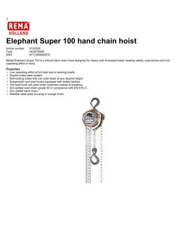 Elephant Super 100 hand chain hoist