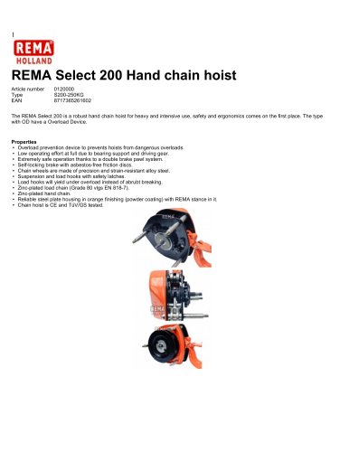 REMA Select 200 Hand chain hoist