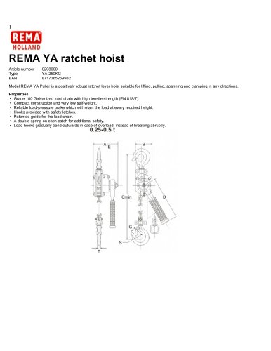 REMA YA ratchet hoist