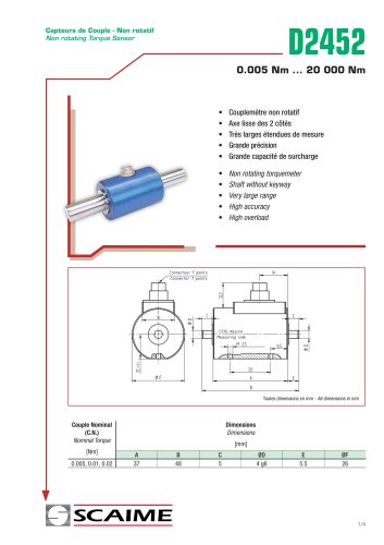 Non rotating Torque Sensor - D2452