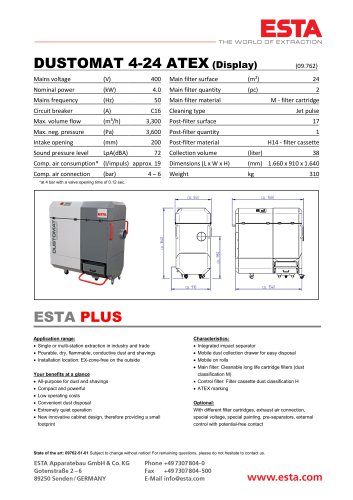 Datasheet DUSTOMAT 4-24 ATEX