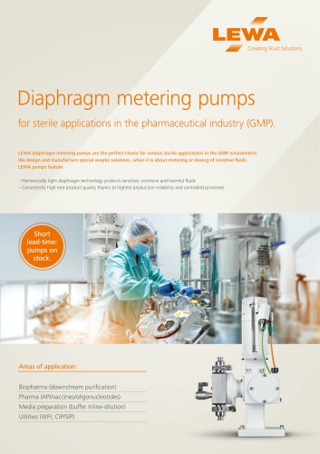 Diaphragm metering pumps for sterile applications