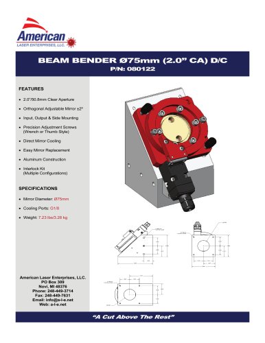 BEAM BENDER Ø75mm - 2.0" CA D/C Part No. 080122