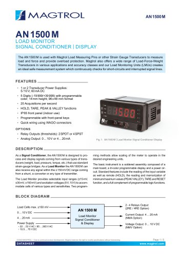 AN 1500 M | Load Monitor, Signal Conditioner & Display