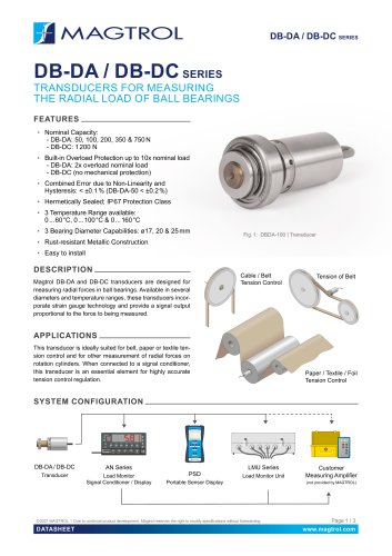 DB-DA/DB-DC | Transducers for measuring radial forces in ball bearings