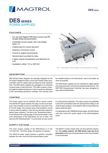 DES Series | Power Supply for WB & PB Dynamometers