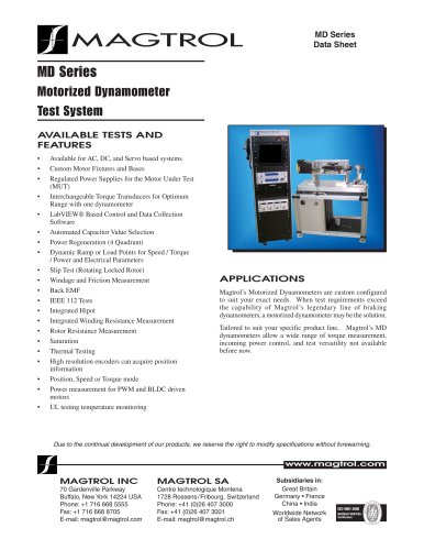 MD Series Motorized Dynamometer Test System