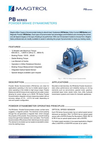 PB Series | Powder Brake Dynamometers