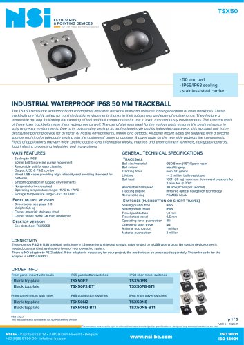 Industrial waterproof panel mount trackballs