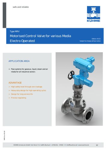 Motorised Control Valve for various Media - Type MRV