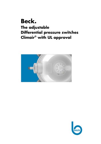 Beck. The adjustable Differential pressure switches Climair® with UL approval