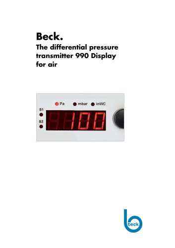 Beck. The differential pressure transmitter 990 Display for air