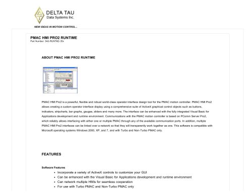 PMAC HMI PRO2 RUNTIME Part Number: 3A0-RUNTM2-35x