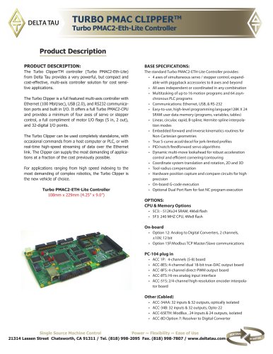 TURBO PMAC CLIPPERTM Turbo PMAC2-Eth-Lite Controller