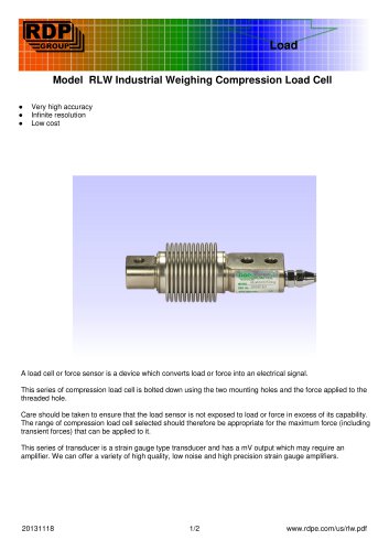 Model RLW Industrial Weighing Compression Load Cell