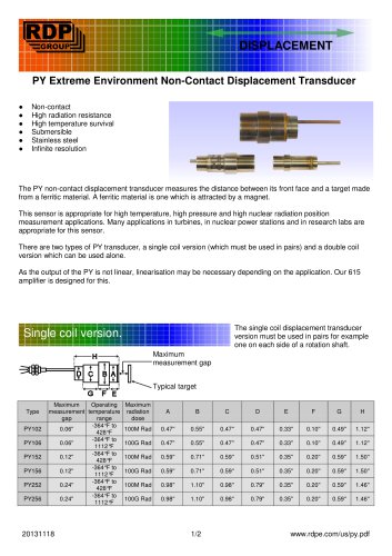 PY Extreme Environment Non-Contact Displacement Transducer