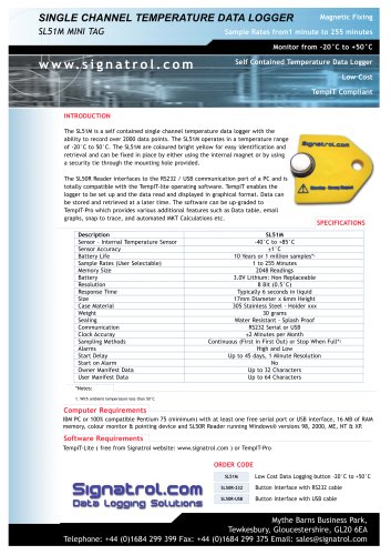 SINGLE CHANNEL TEMPERATURE DATA LOGGER