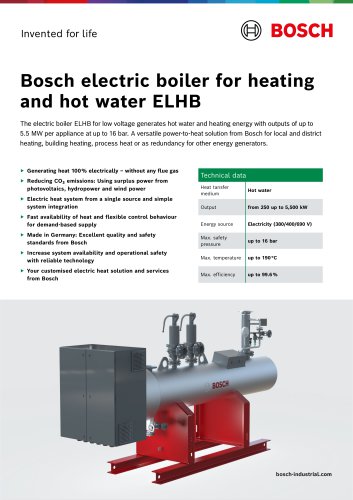 Bosch electric boiler for heating and hot water ELHB