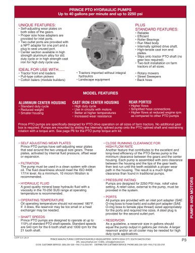 PRINCE PTO HYDRAULIC PUMPS