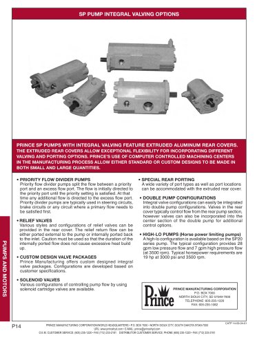 SP PUMP INTEGRAL VALVING OPTIONS