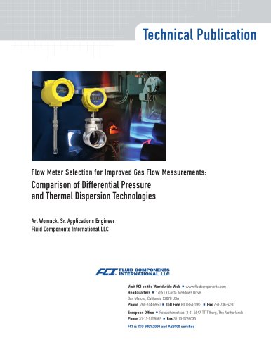 Flow Meter Selection for Improved Gas Flow Measurements: Comparison of Differential Pressure and Thermal Dispersion Technologies