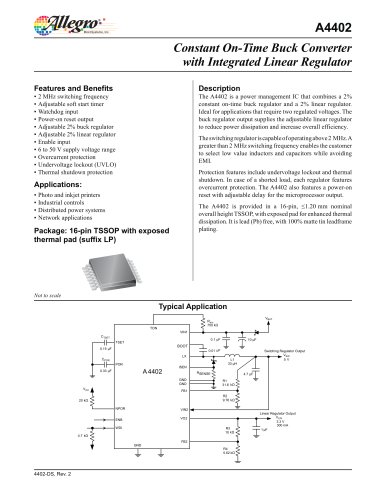 A4402: Constant On-Time Buck Converter with Integrated Linear Regulator 