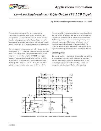 Low-Cost Single-Inductor Triple-Output TFT LCD Supply