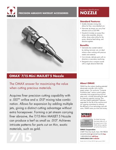 OMAX® 7/15 Mini Maxjet®5 Nozzle