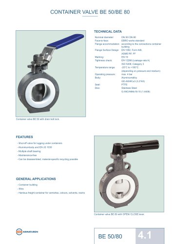 CONTAINER VALVE BE 50/BE 80