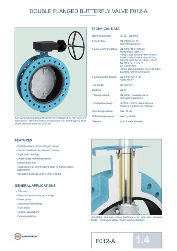 DOUBLE FLANGED BUTTERFLY VALVE F012-A