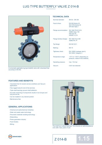 LUG TYPE BUTTERFLY VALVE Z 014-B