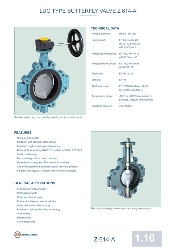 LUG TYPE BUTTERFLY VALVE Z 614-A