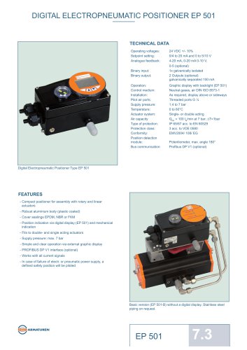 Technical Datasheet Digital Positioner Unit EBRO