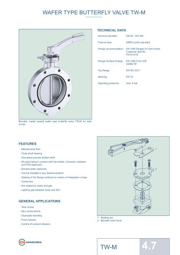 WAFER TYPE BUTTERFLY VALVE TW-M