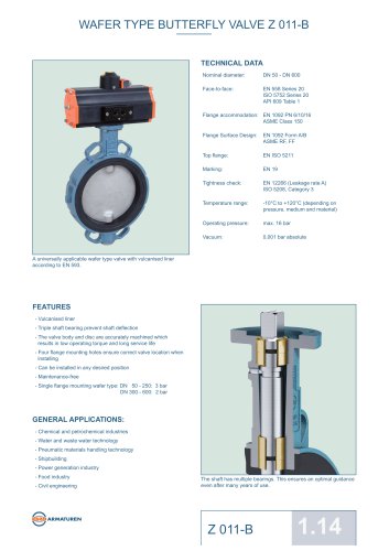 WAFER TYPE BUTTERFLY VALVE Z 011-B