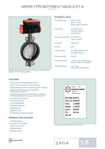 WAFER TYPE BUTTERFLY VALVE Z 411-A