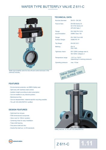 WAFER TYPE BUTTERFLY VALVE Z 611-C