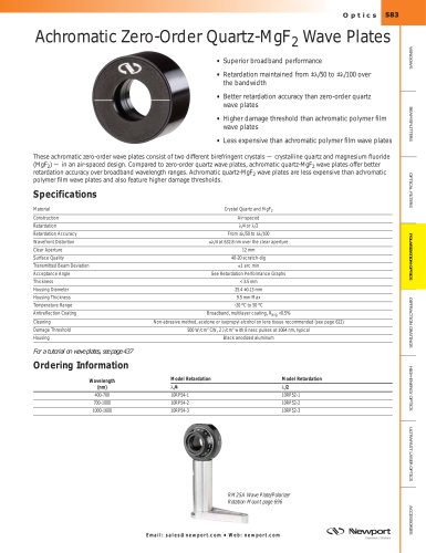 Achromatic Zero-Order Quartz-MgF2 Wave Plates  