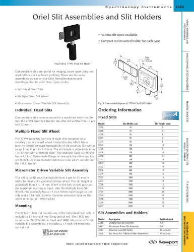 Oriel Slit Assemblies and Slit Holders